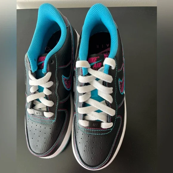Nike Air Force 1 LV8 “Miami Nights” (GS) | Black Teal Pink | 4.5Y - Picture 3 of 12